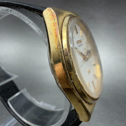 Seiko SQ Watch Men 35mm Silver Dial Gold Tone Dayadate READ!!!! 8223-8029 NewBat4