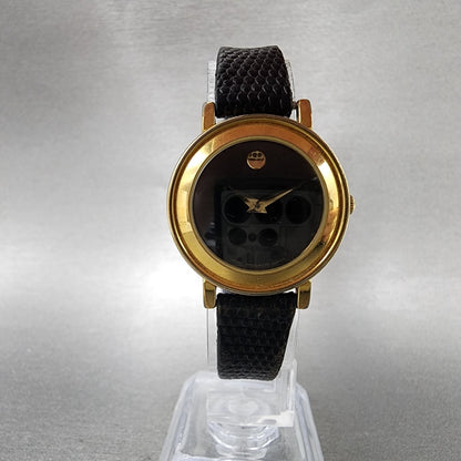 Movado Museum Watch Women 26mm Black Dial Gold Tone Round 87.49.822 New Battery5