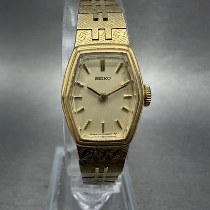 Seiko Watch Women 16mm Gold Dial Gold Tone Hexagon Manual 1100-5329 Runs0