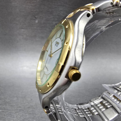 Citizen Eco-Drive Watch Men 37mm White Dial Two Tone Date A119-H08631 Runs2