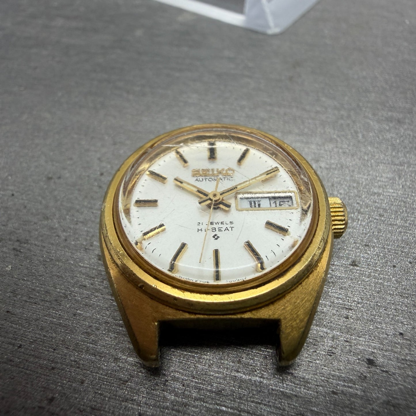 Seiko Automatic Watch Women 24mm Silver Dial Gold Tone Daydate 2706-0020 PARTS3