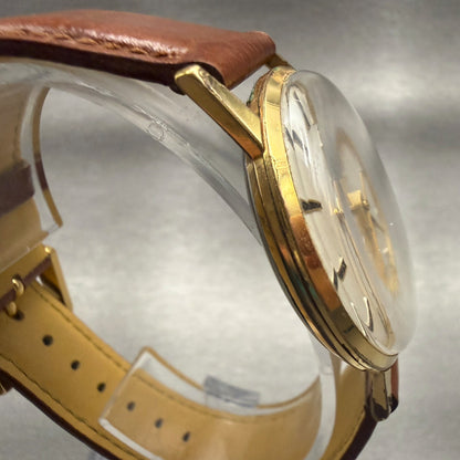 Seiko Crown Watch Men 34mm Champagne Dial Gold Tone Round J14036 Manual Wind3