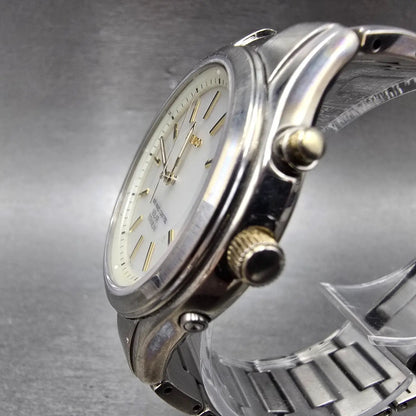 Seiko Atomic Solar Watch Men 39mm White Dial Titanium Date 7B42-0AN0 PARTS GYVJ3