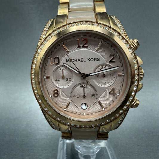 Michael Kors Blair Chronograph Watch Women 40mm White Dial Steel Date NewBat0
