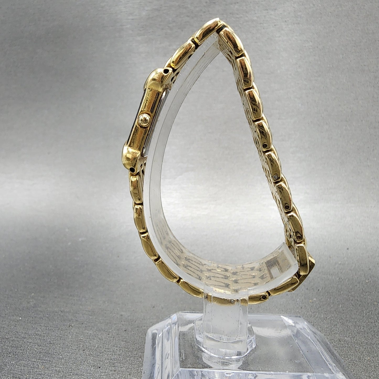 Seiko Watch Women 20mm Black Dial Gold Tone Asymmetrical 4N005749 New Battery6