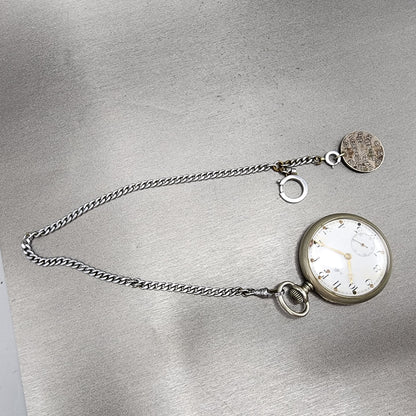Moeris Pocket Watch Men 43mm White Dial Steel Manual Wind READ!!! Vintage