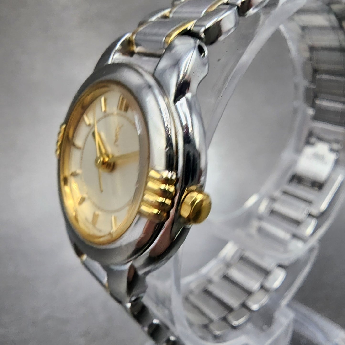 Yves Saint Laurent Watch Women 23mm Champagne Dial Two Tone Round new Battery2