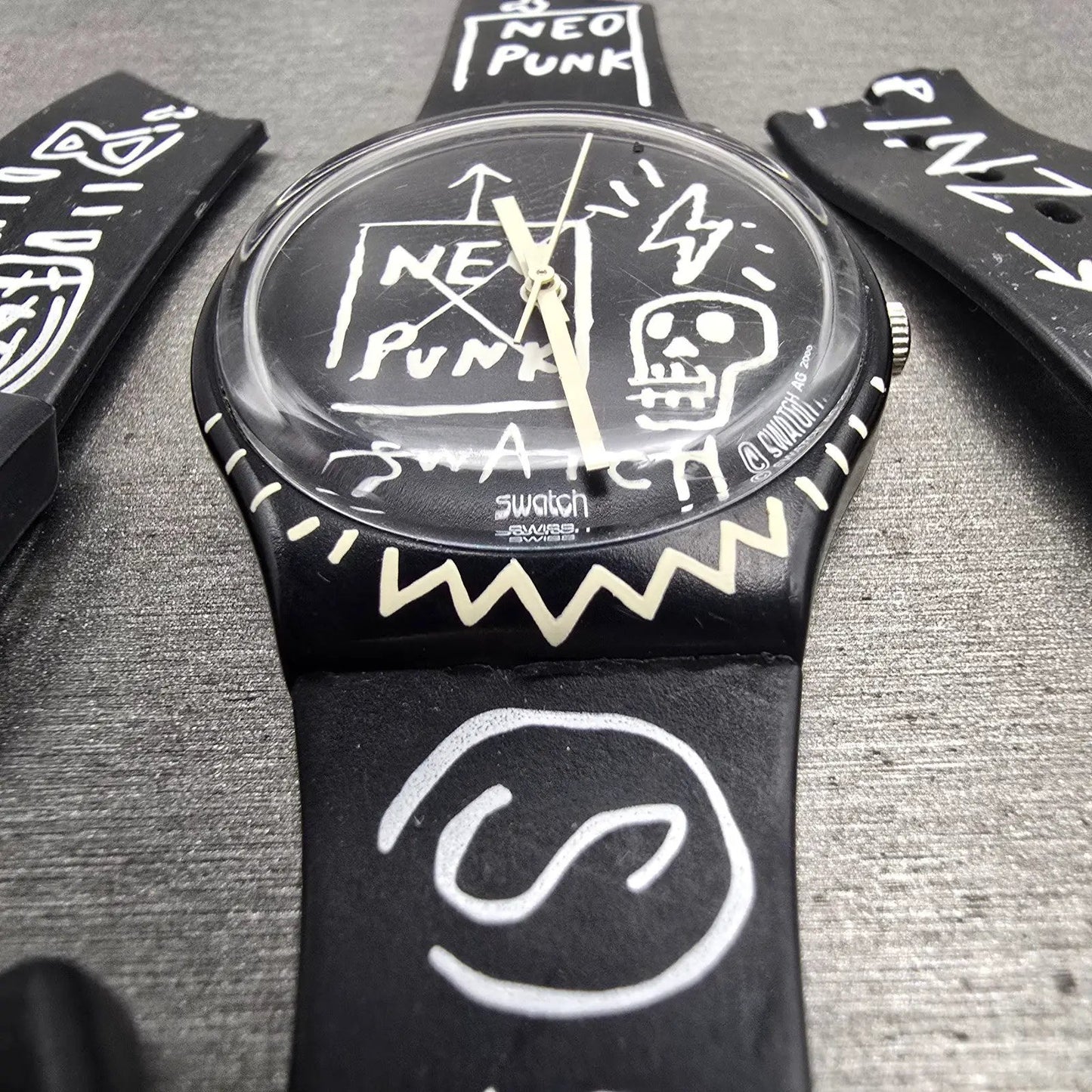 Swatch BAD TRIP Watch Men 33mm Black Dial Black Tone Round GB206 New Battery4