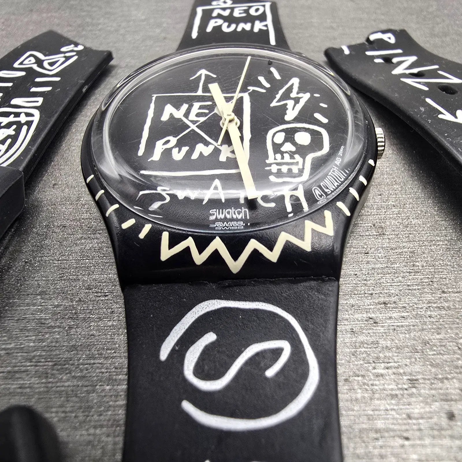 Swatch BAD TRIP Watch Men 33mm Black Dial Black Tone Round GB206 New Battery4