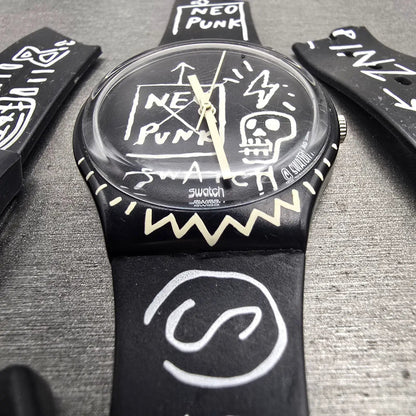 Swatch BAD TRIP Watch Men 33mm Black Dial Black Tone Round GB206 New Battery4