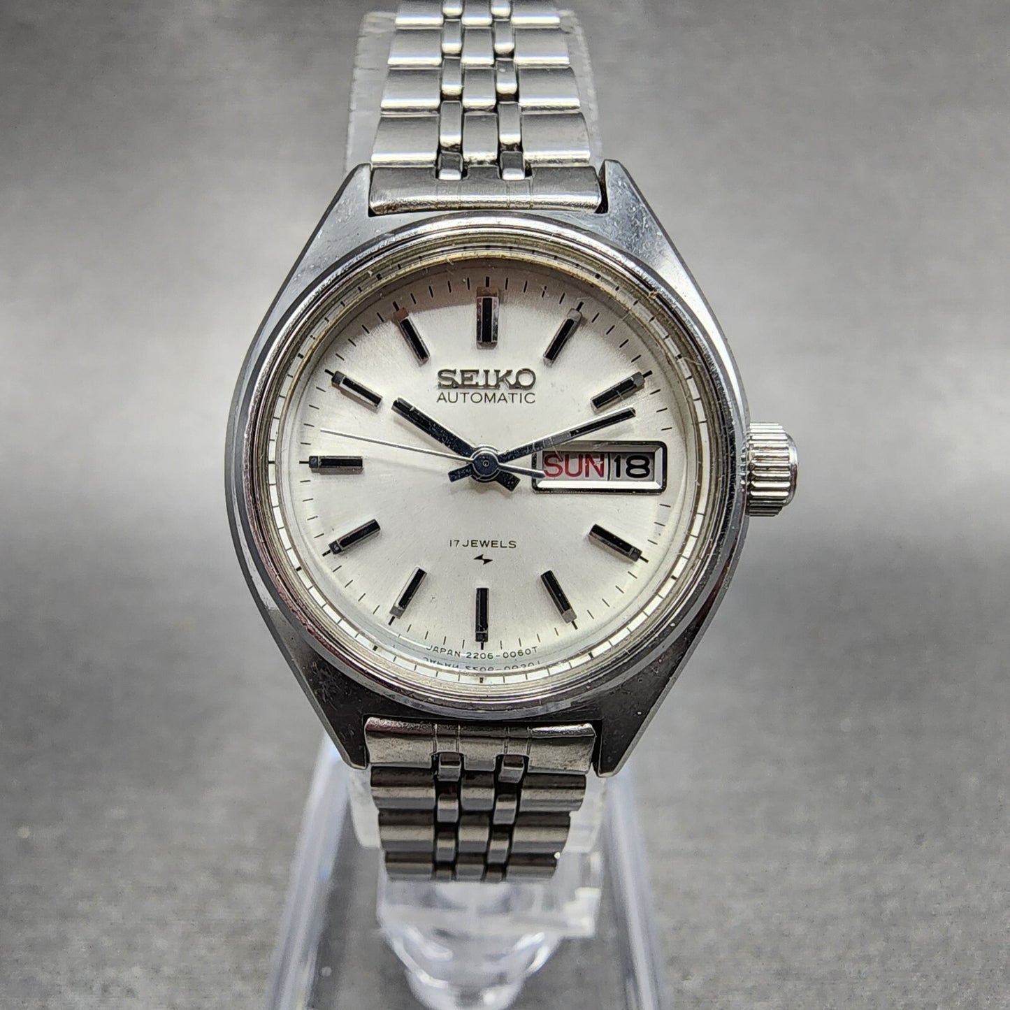 Seiko Automatic Watch Women 25mm White Sial Steel Daydate Round READ!!!! Runs0