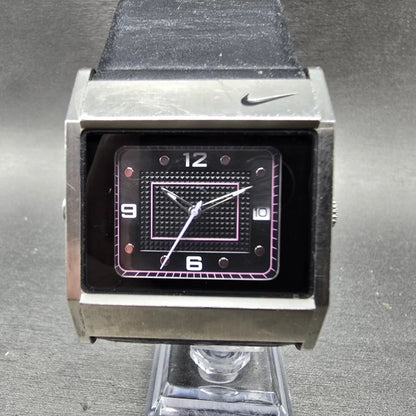 Nike Oregon Square Watch 25mm Black Dial Silver Date Rectangle WA0051 New Batt0