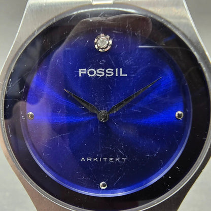 Fossil Arkitekt Watch Men 35mm Blue Dial Silver Tone Round FS-2710 New Battery1