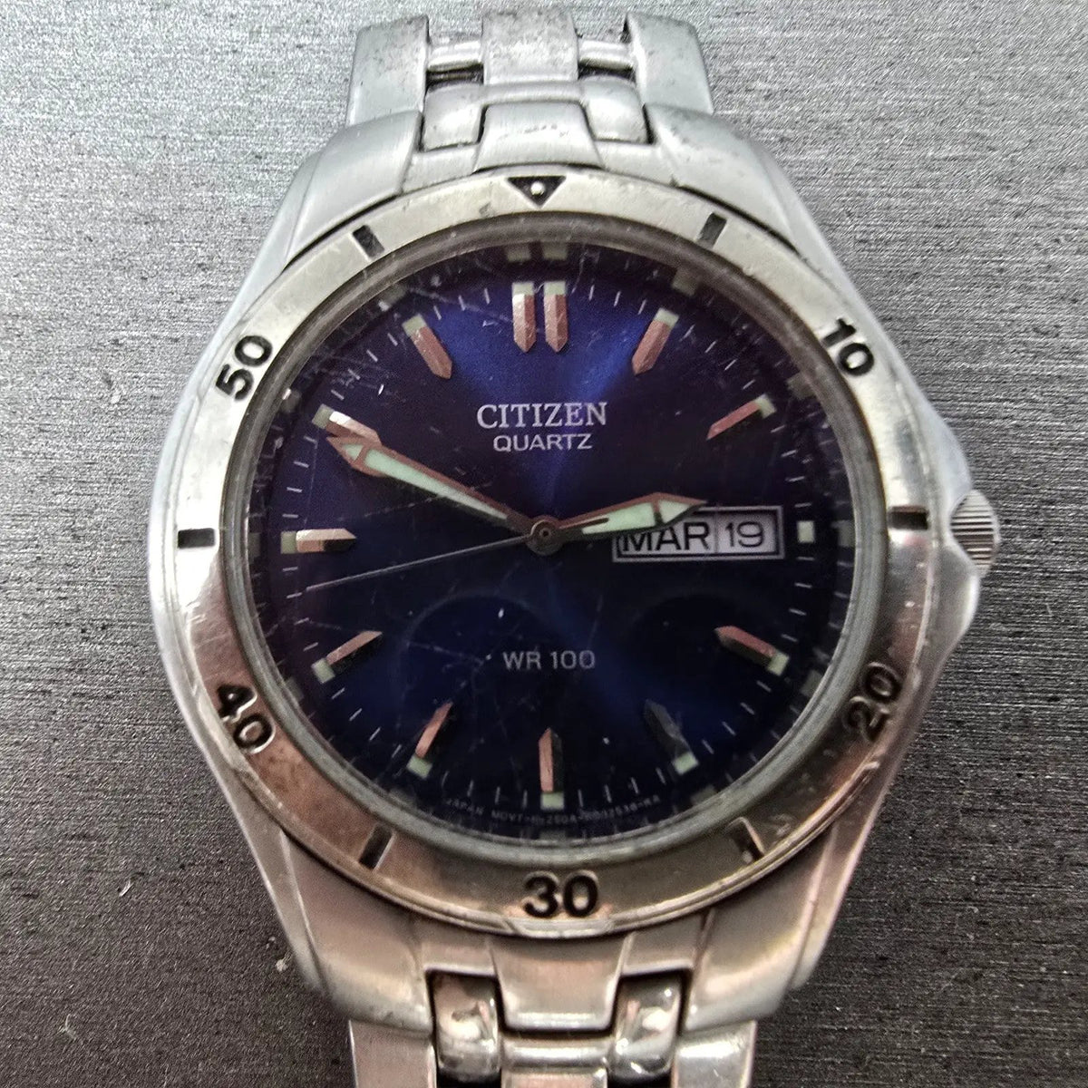 Citizen Watch Men 37mm Blue Dial Silver Tone Daydate Round 250A-K001455 PARTS2