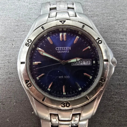 Citizen Watch Men 37mm Blue Dial Silver Tone Daydate Round 250A-K001455 PARTS2
