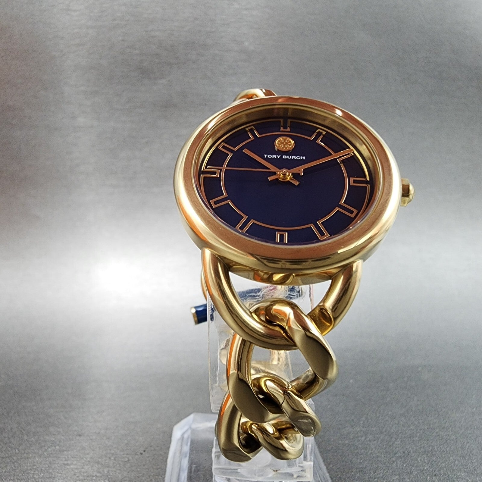 Tory Burch Ravello Watch Women 32mm Blue Dial Gold Tone Round TBW72126