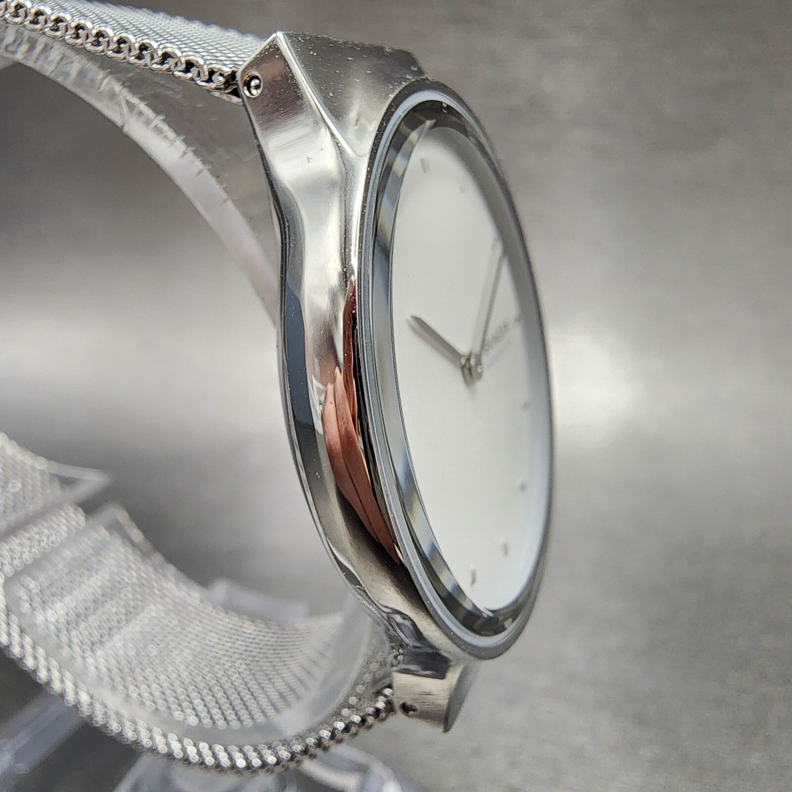 Skagen Freja Watch Women 34mm White Dial Steel Round Mesh Band SKW2823 NWT4