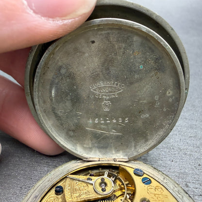 Elgin Pocket Watch 41.5mm White Dial Silver Tone Grade 94 Round Manual Wind PART13