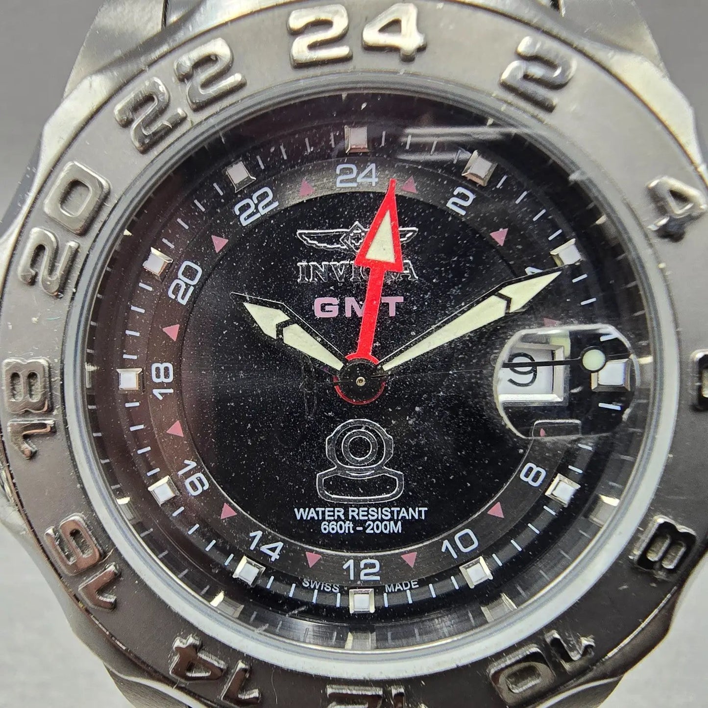 Invicta Pro Diver GMT Watch Men 44mm Black Dial Black Tone Date 5126 New Battery1