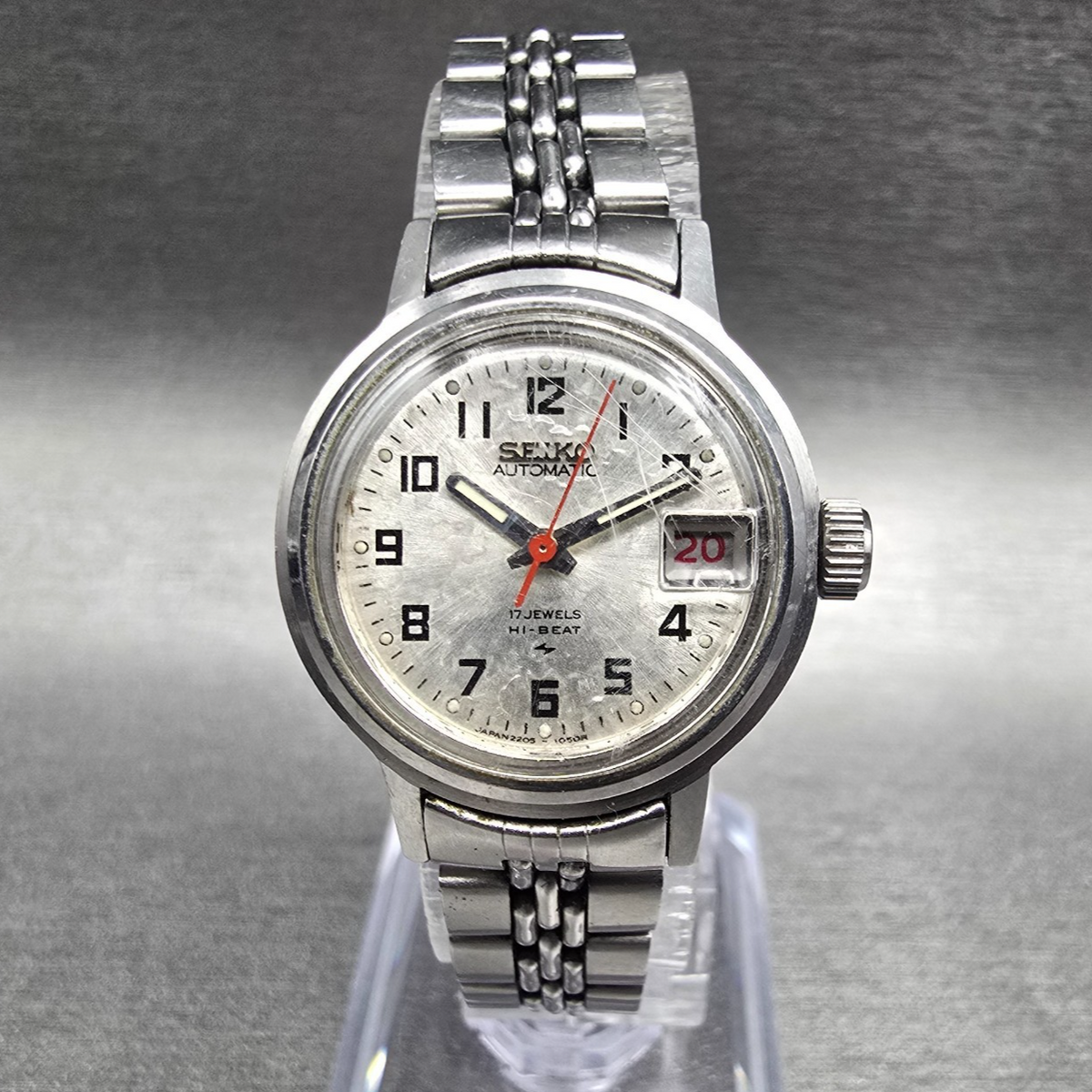 Seiko Automatic Watch Women 23mm Silver Dial Silver Hi-Beat Date 2205-0599 Works0