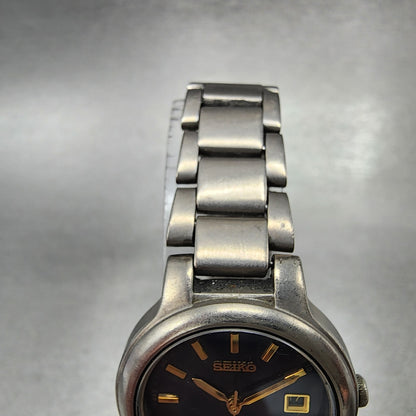 Seiko Watch Women Titanium Blue Dial Date 27mm Round 7N820439 New Battery5