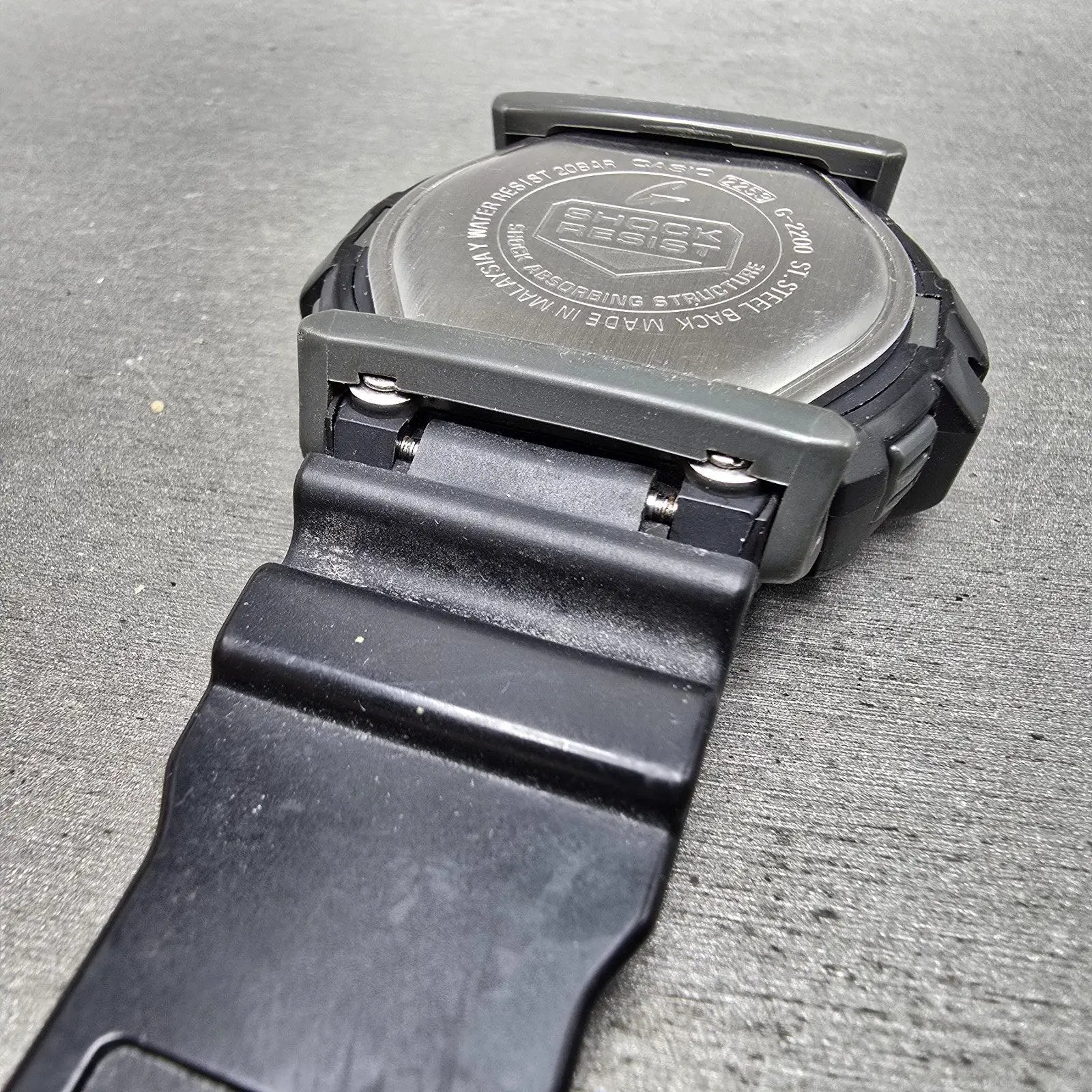 Casio G-Shock G-2200 Watch Men 49mm Black Gray Alarm Chronograph READ New Batt14
