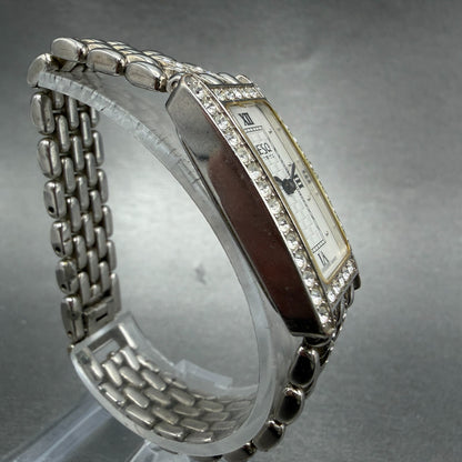 ESQ Tank Watch Women 18mm White Dial Silver Tone Rectangle 100654 New battery3