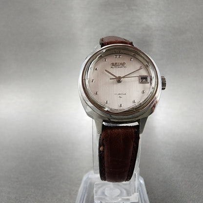 Seiko Automatic Watch Women 23mm Silver Dial Silver Tone Date 42050030 Runs5