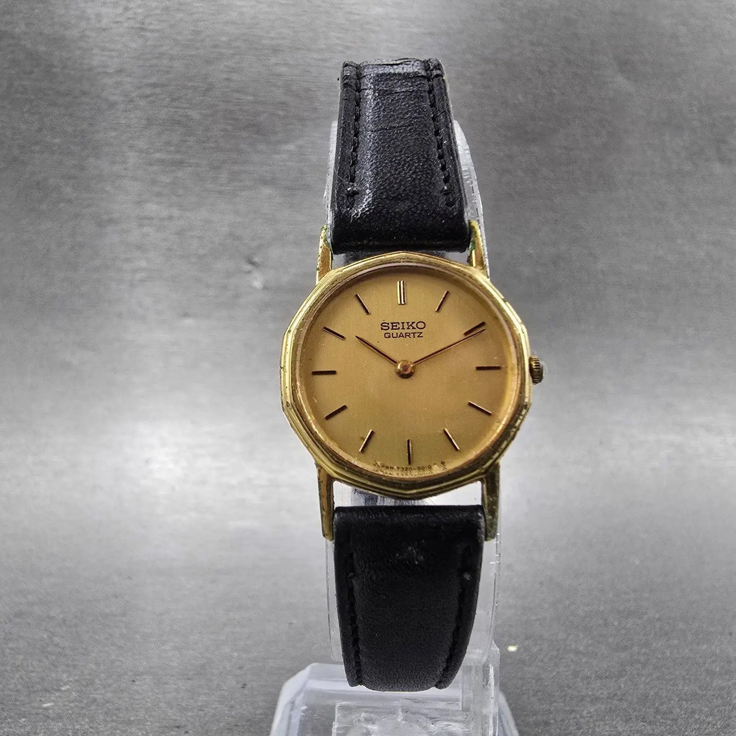 Seiko Watch Women 21mm Gold Dial Gold Tone Round 7320-0010 New Battery Vintage5
