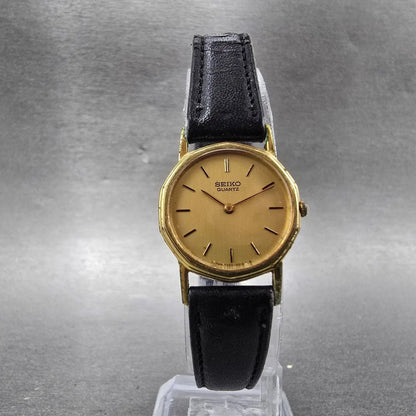 Seiko Watch Women 21mm Gold Dial Gold Tone Round 7320-0010 New Battery Vintage5