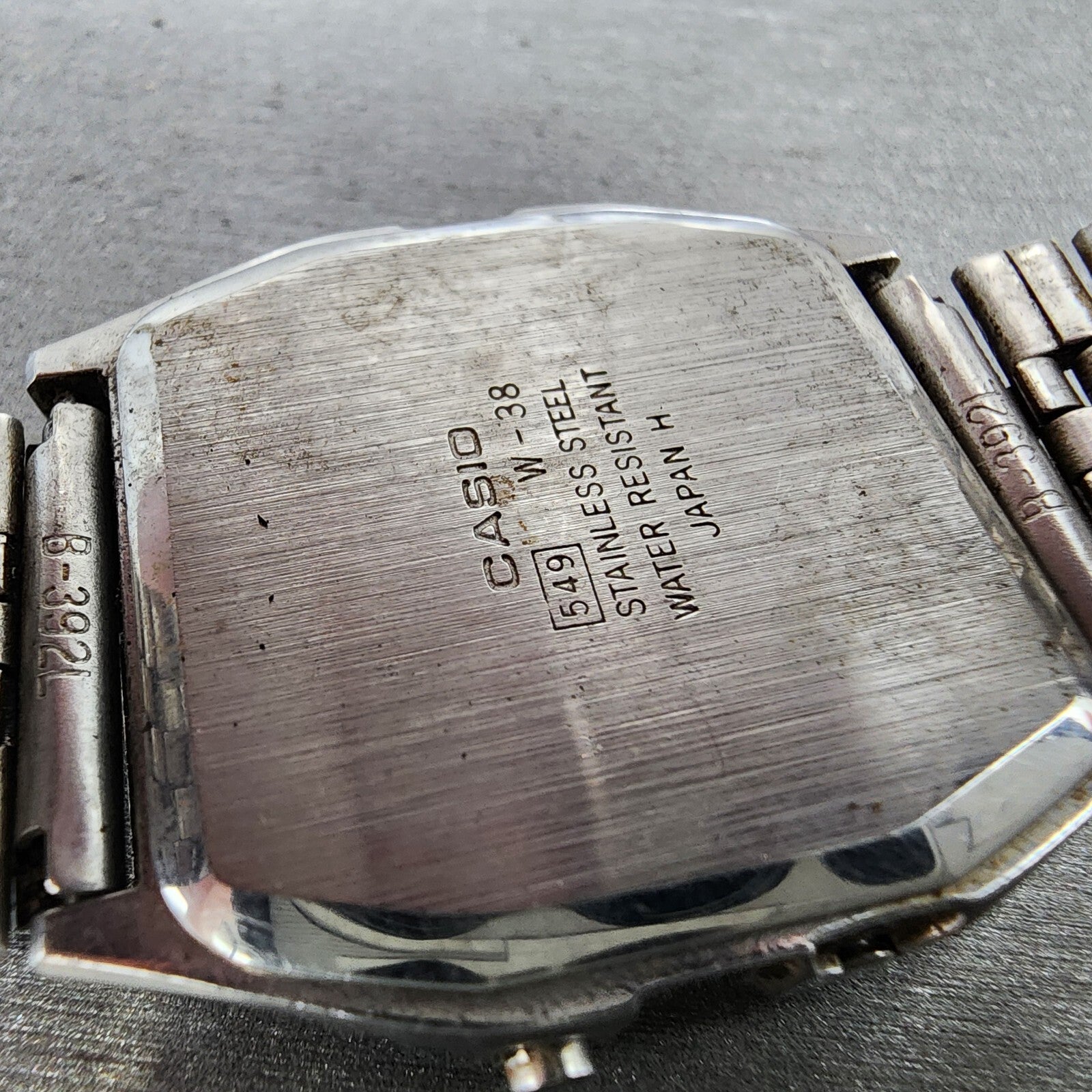 Casio W38 Watch Men 33mm LCD Silver Tone Alarm Chrono Octagon READ!!!! New Batt9