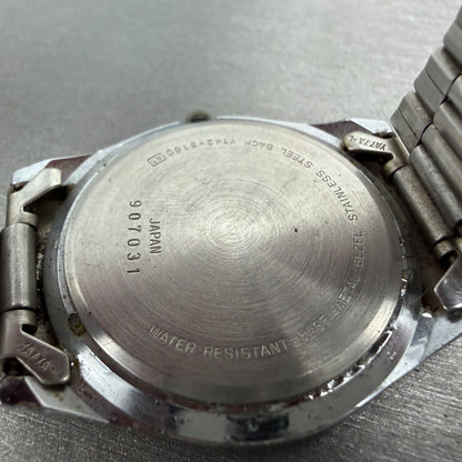 Seiko Alba Watch Men 36mm Silver Dial SIlver Tone Date Y142-8160 New Battery VTG9