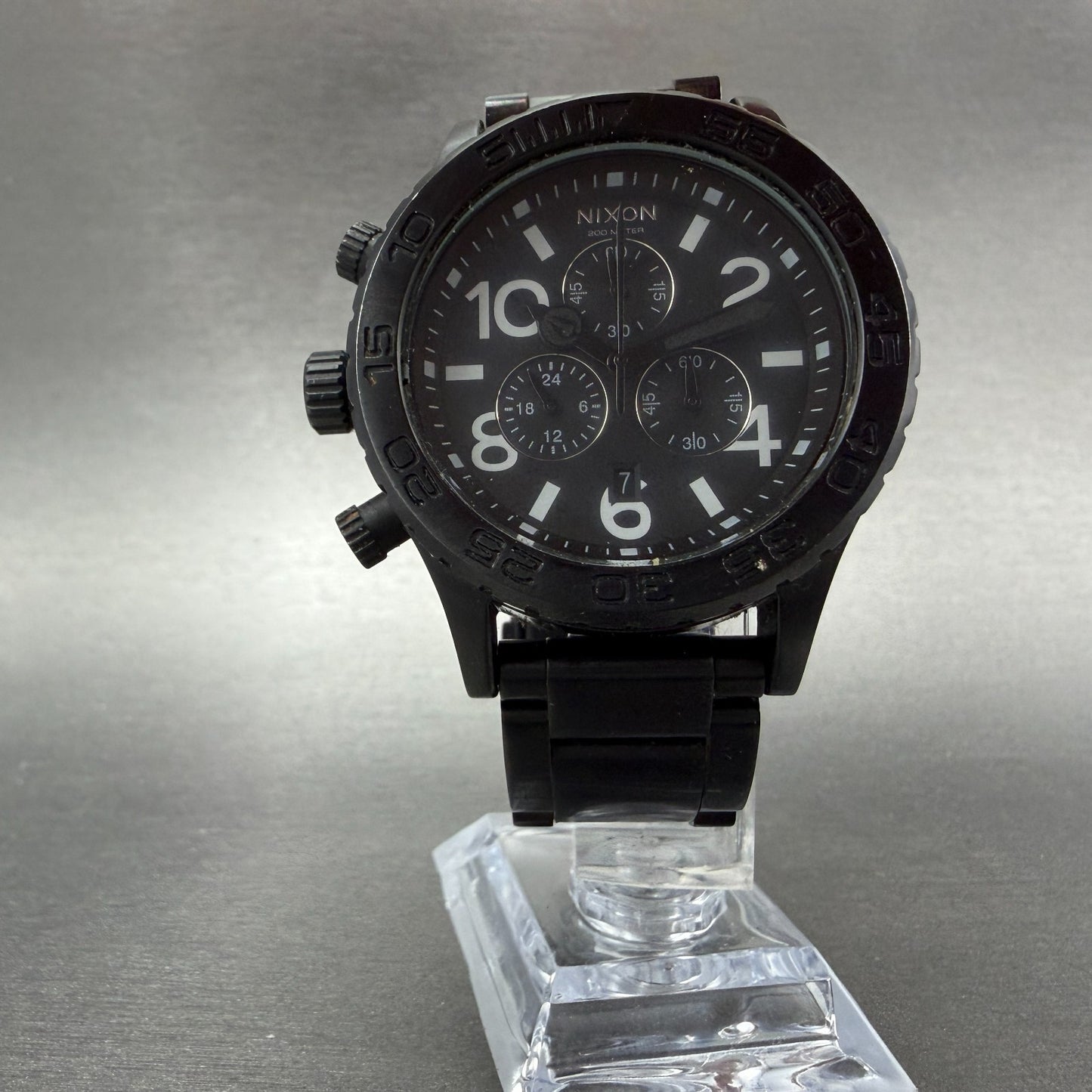 Nixon 42-20 Chrono Watch Women 42mm Black Dial Black Tone Date New Battery5
