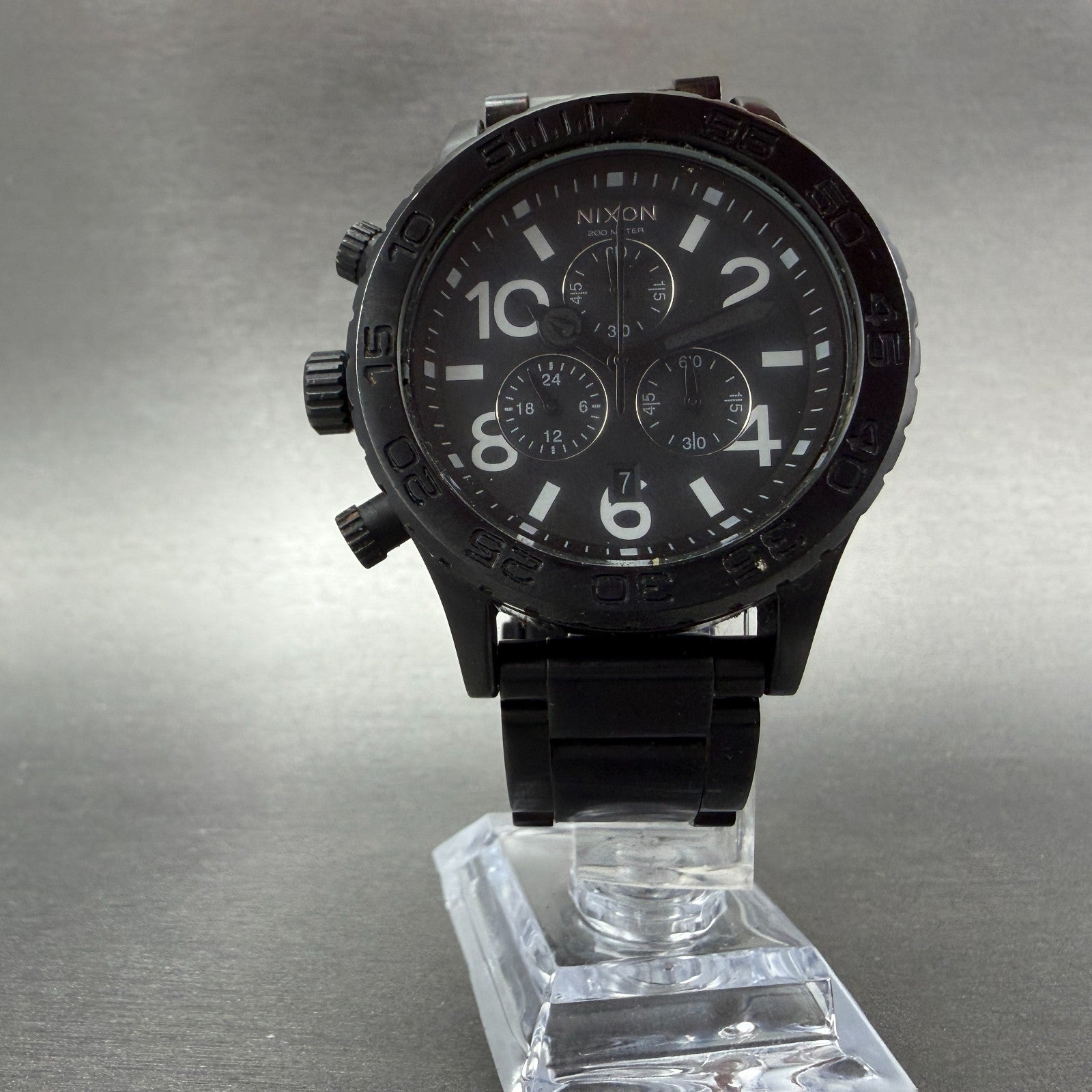 Nixon 42-20 Chrono Watch Women 42mm Black Dial Black Tone Date New Battery5