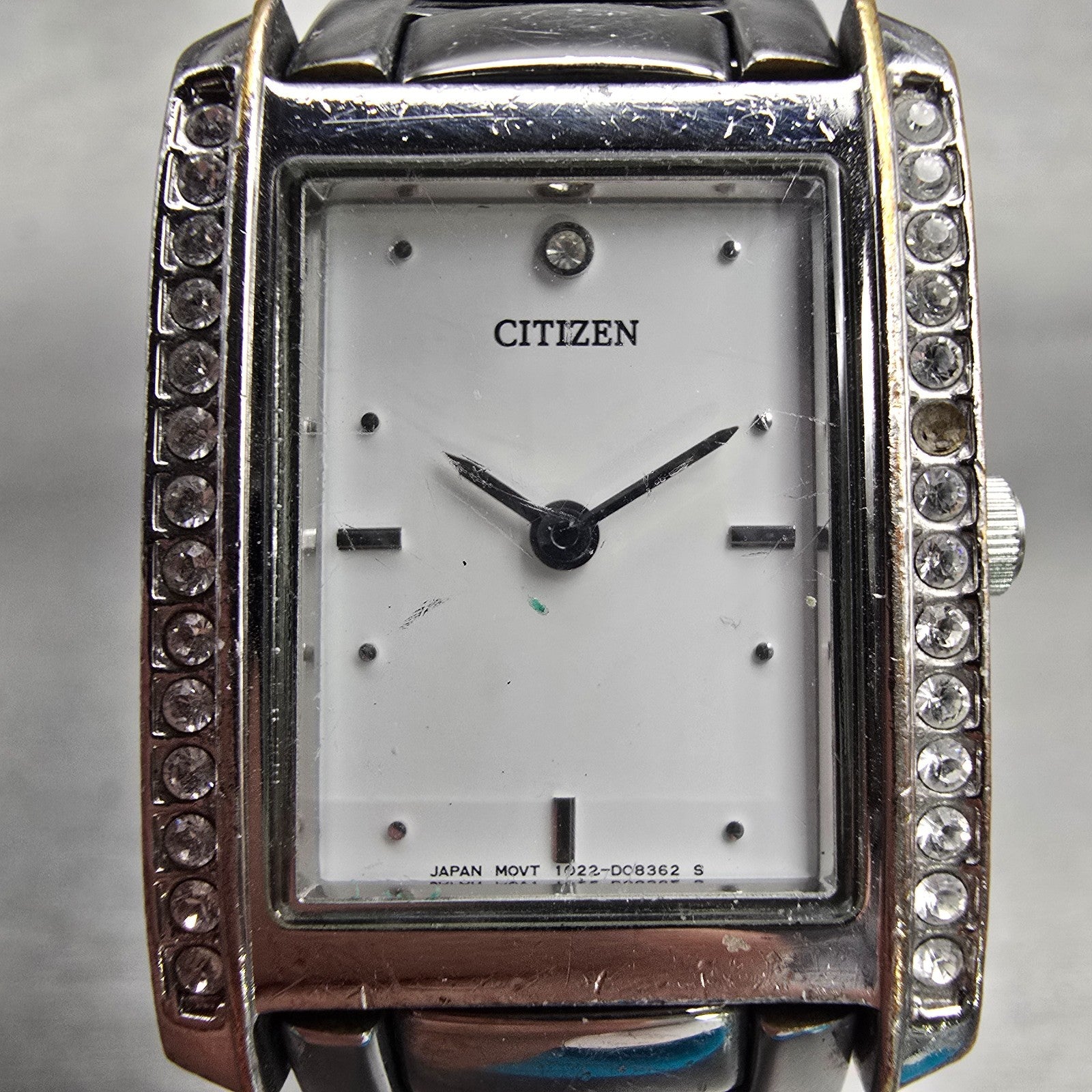 Citizen Watch Women 22mm White Dial Silver Tone Gemmed 1022-S92602 New Battery1