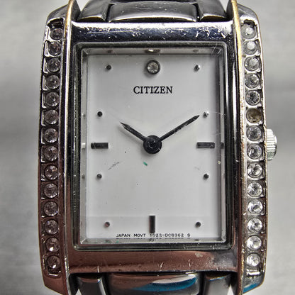 Citizen Watch Women 22mm White Dial Silver Tone Gemmed 1022-S92602 New Battery1