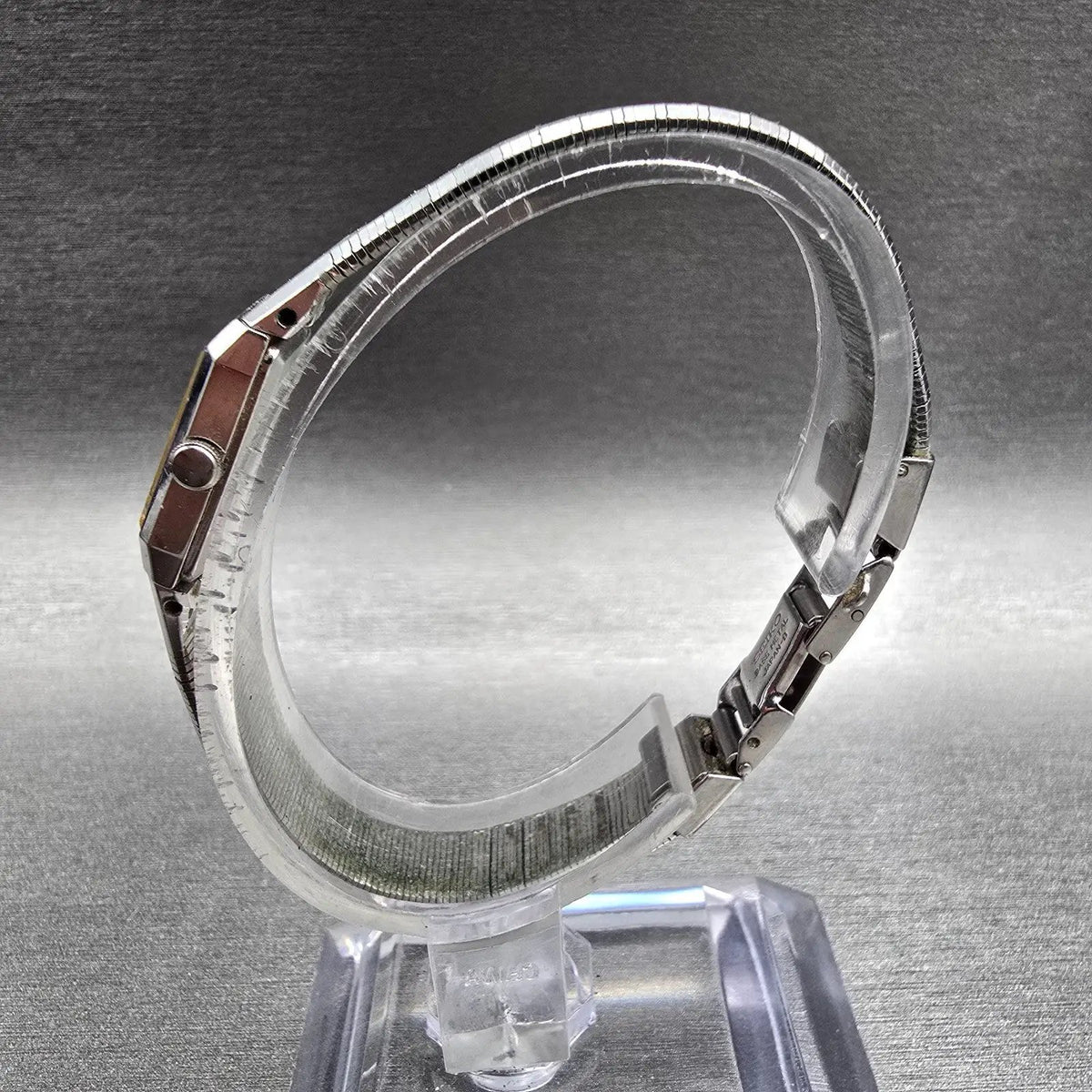 Seiko Watch Women 12mm Silver Dial Silver Rectangle 2E20-5029 New Battery VTG J16
