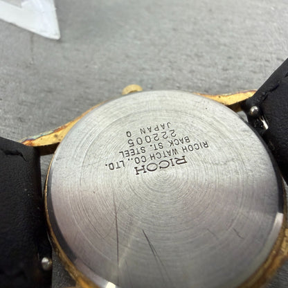Ricoh Watch Men 31mm Champagne Dial Gold Tone Round New Battery Vintage9