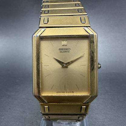 Seiko Tank Watch Men 26mm Gold Dial Gold Tone Octagon 7430-5479 New Battery JK80