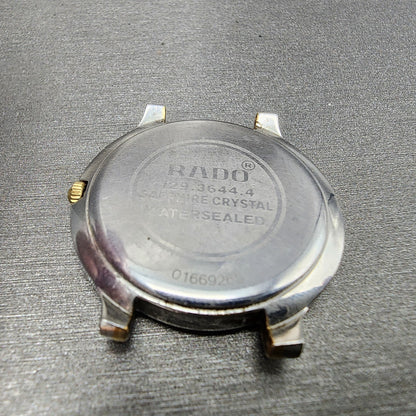 Rado Florence Watch Men 32mm Gold Dial Two Tone Date Round 129.3644.4 New Batt7