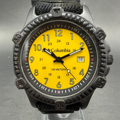 Columbia Watch Men 40mm Yellow Dial Gray Tone Date Round CL-7301 New Battery0