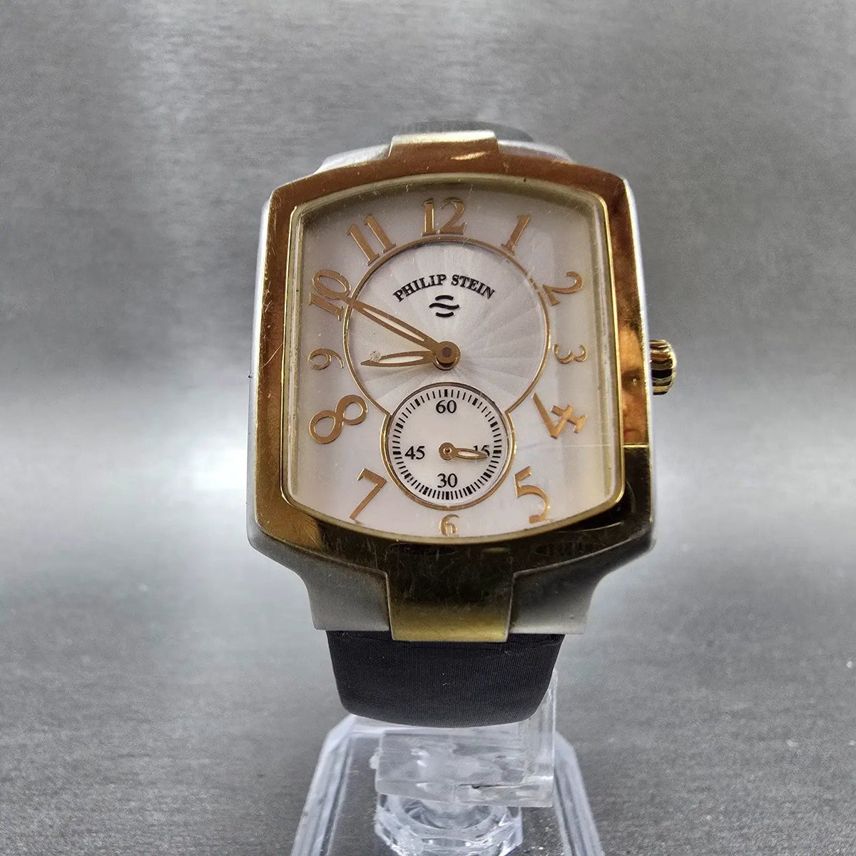 Philip Stein Signature Square Watch Women 28mm MOP Dial Two Tone Rectangle Works5
