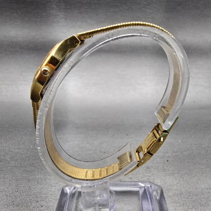 Seiko Watch Women 17mm Black Dial Gold Tone Octagon 1N00-5B29 New Battery VTG6