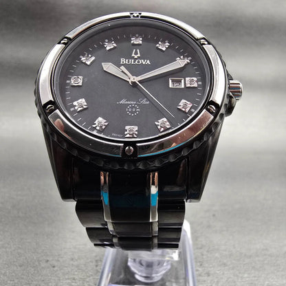 Bulova Marine Star Watch Men 42mm MOP Dial Black Tone Date 98D107 New Battery5
