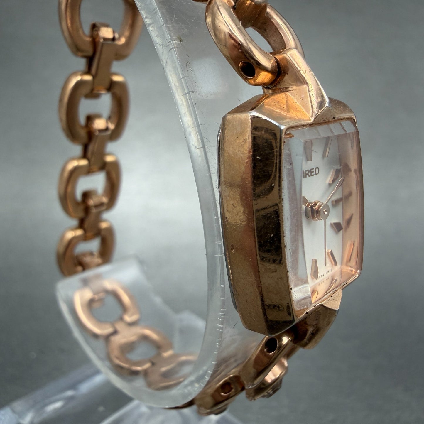 Seiko Wired Tank Watch Women 16mm White Dial Rose Gold Tone 1N01-0PA0 NewBattery3