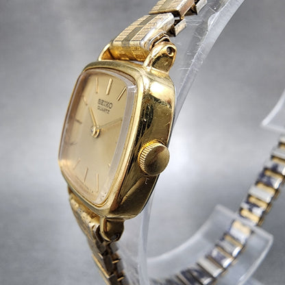 Seiko Watch Women 19mm Champagne Dial Gold Tone Square 54205020 New Battery2