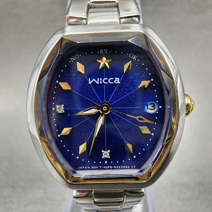 Citizen Wicca Watch Women 25mm Blue Dial Stainless Steel Tone Atomic Works2