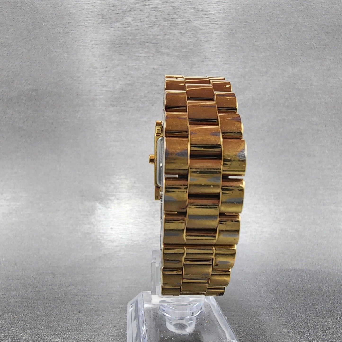 Coach Tank Watch Women 20mm White Dial Gold Tone Rectangle W015 New Battery7