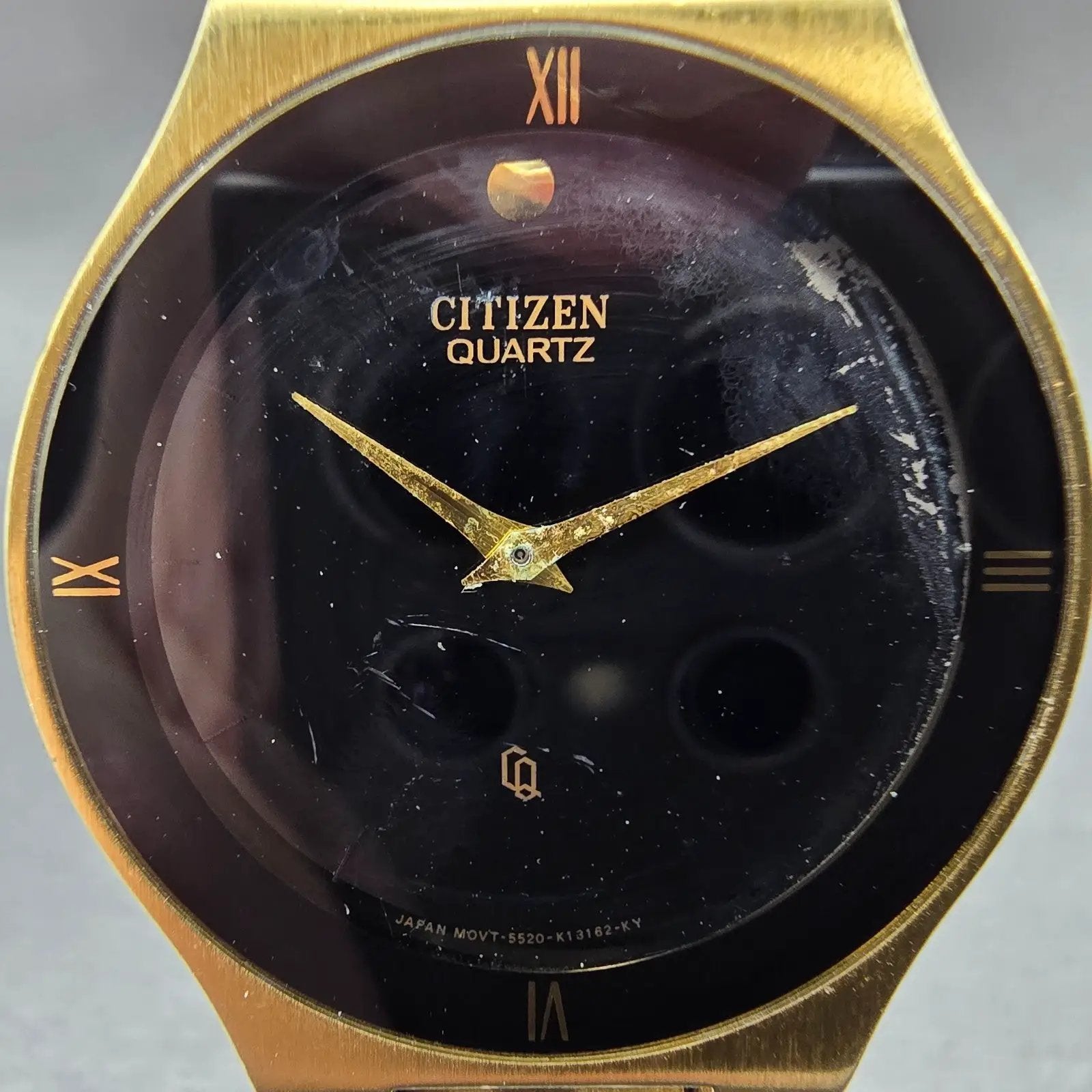 Citizen CQ Watch Men 34mm Black Dial Gold Tone Round 5520-K03810 New Battery1