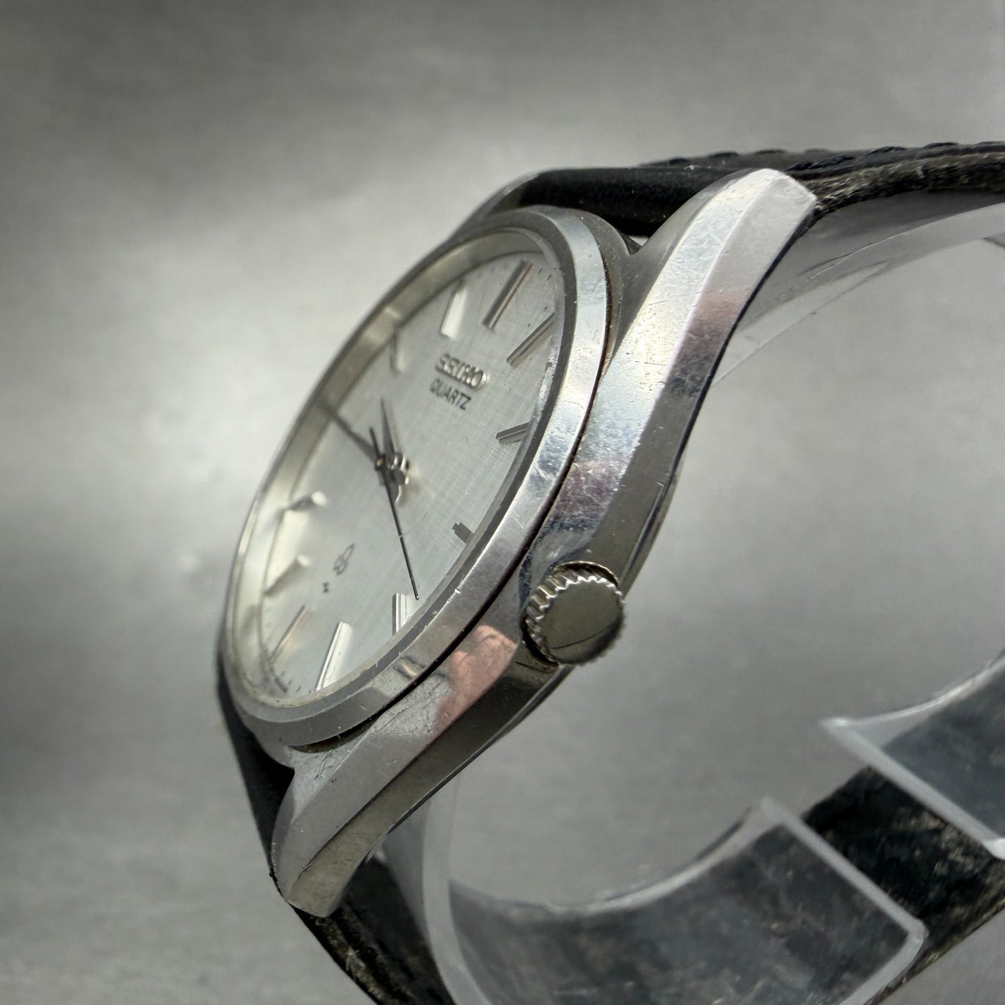 Seiko Watch Men 35mm Silver Dial Steel Round 7121-8000 Vintage PARTS3